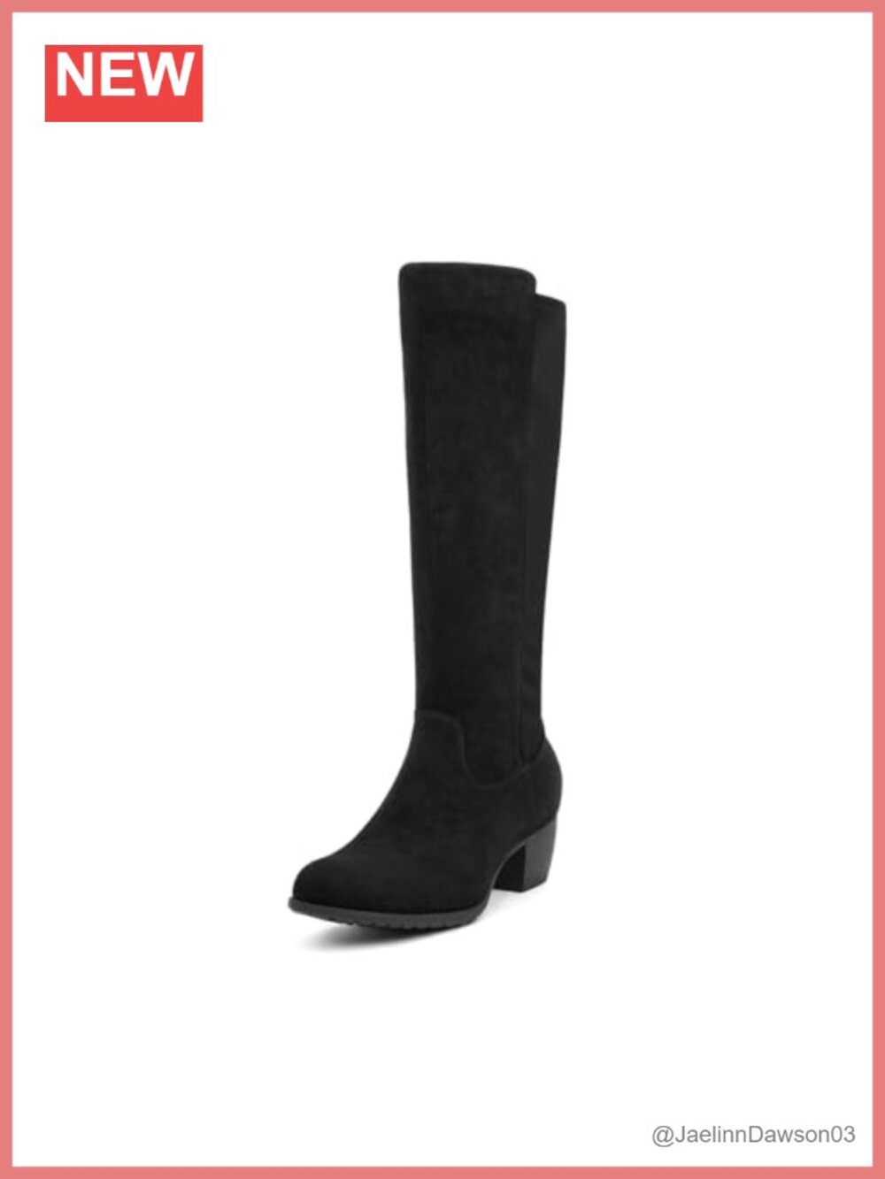 Women's Knee High Boots Round Toe Low Heel Stretchy Wide Calf Tall Riding Boot